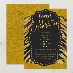 40th Birthday Party Invitations Glitter Glamour