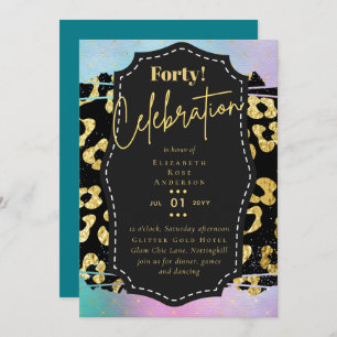40th Birthday Party Invitations Glitter Glamour