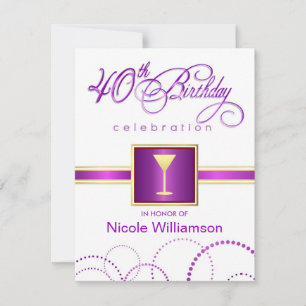 40th Birthday Party Invitations - with Monogram