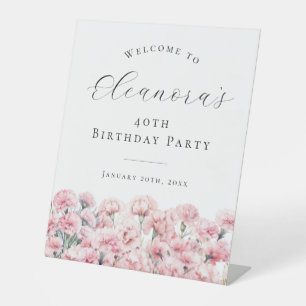 40th Birthday Party January Birth Flower Welcome Pedestal Sign