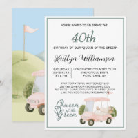 40th Birthday Party Lady Golfer Theme Invitation