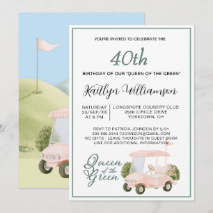 40th Birthday Party Lady Golfer Theme Invitation