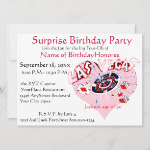 40th Birthday Party Las Vegas Gambler Invitation