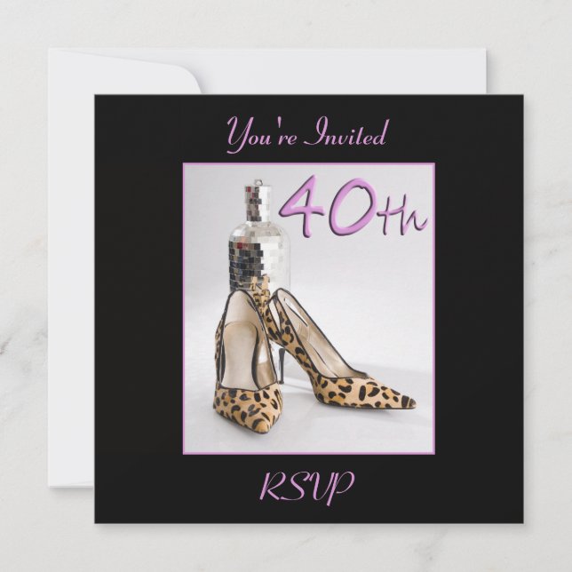 40th Birthday Party Leopard Shoe Invitation (Front)