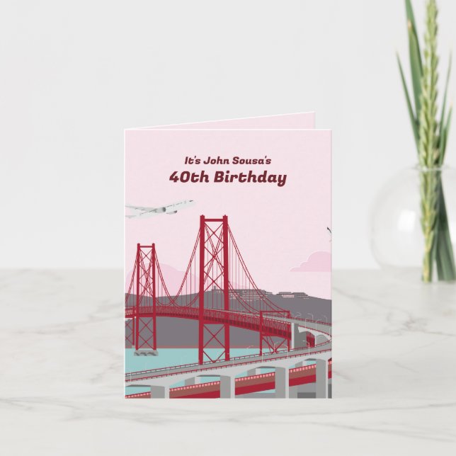 40th Birthday Party Lisbon Bridge at sunset  Invitation (Front)