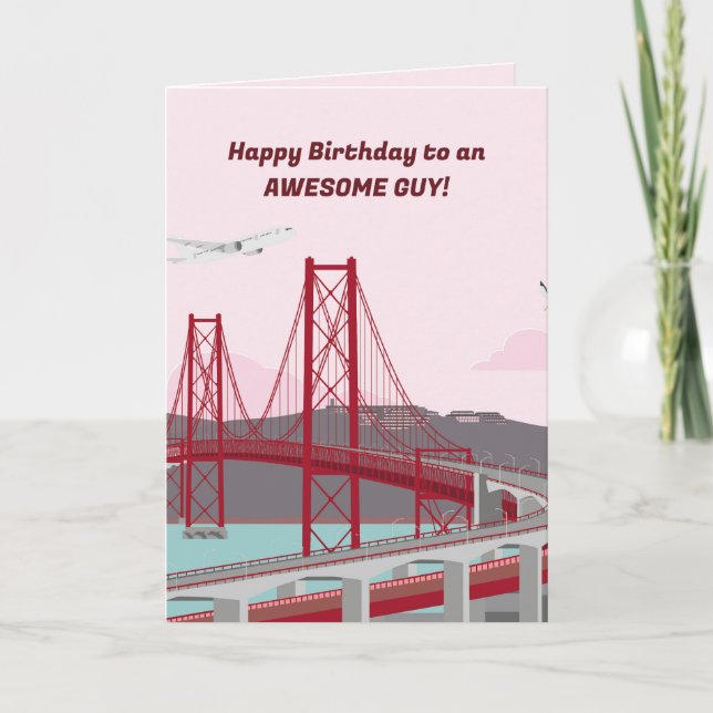 40th Birthday Party Lisbon Bridge at sunset Note Card (Front)