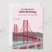 40th Birthday Party Lisbon Bridge invitation
