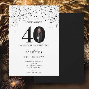 40th Birthday Party Look Who's 40 Modern Photo  Invitation