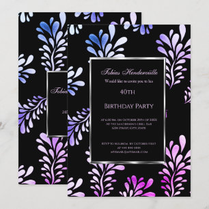 40th  Birthday Party Man invitation Black Purple
