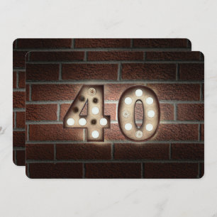 40th Birthday Party-marquee lights on brick Invitation