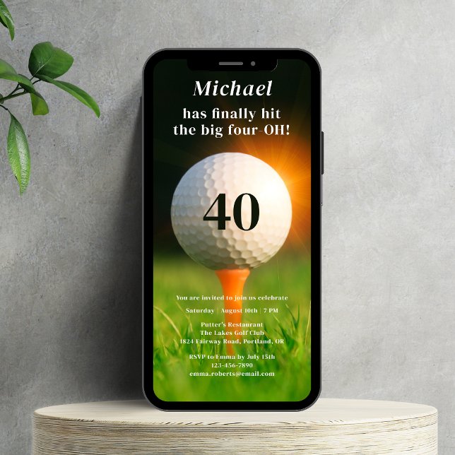 40th Birthday Party Modern Adult Golf Forty Invitation (Creator Uploaded)