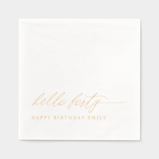 40th Birthday Party Modern Elegant Gold Foil Napkins (Front)