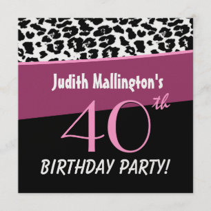 40th Birthday Party Modern Leopard For Her W425 Invitation