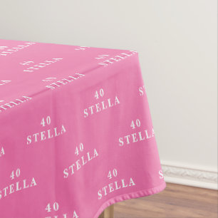 40th Birthday Party Name Pink Modern Pattern Tablecloth