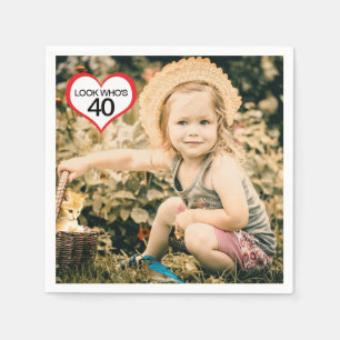 40th Birthday Party Napkins with Photo