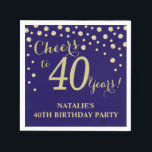 40th Birthday Party Navy Blue and Gold Diamond Napkin<br><div class="desc">40th Birthday Party Invitation with Navy Blue and Gold Glitter Diamond Background. Gold Confetti. Adult Birthday. Man or Woman Birthday. For further customisation,  please click the "Customise it" button and use our design tool to modify this template.</div>