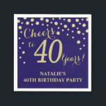 40th Birthday Party Navy Blue and Gold Diamond Napkin<br><div class="desc">40th Birthday Party Invitation with Navy Blue and Gold Glitter Diamond Background. Gold Confetti. Adult Birthday. Man or Woman Birthday. For further customisation,  please click the "Customise it" button and use our design tool to modify this template.</div>