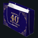 40th Birthday Party Navy Blue and Gold Glitter Large Gift Bag<br><div class="desc">40th Birthday Party Navy Blue and Gold Glitter Frame Gift Bag. For further customisation,  please click the "Customise it" button and use our design tool to modify this template.</div>