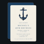 40th Birthday Party Navy Blue Nautical Anchor Invitation<br><div class="desc">40th Birthday Party Modern Elegant Navy Blue Nautical Anchor Invitation</div>