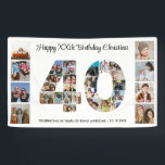 40th Birthday Party Number 40 Photo Collage Banner<br><div class="desc">Mark forty years of wonderful memories and adventures with this captivating 40th Birthday Number Photo Collage. This customisable template is the perfect blend of creativity and sentiment, allowing you to create a truly memorable gift for your loved one's special day. Capture the essence of incredible years in a single masterpiece...</div>