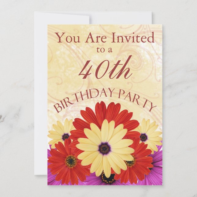 40th Birthday Party Personalised Invitation (Front)