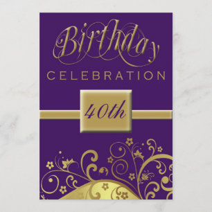 40th Birthday Party Personalised Invitation