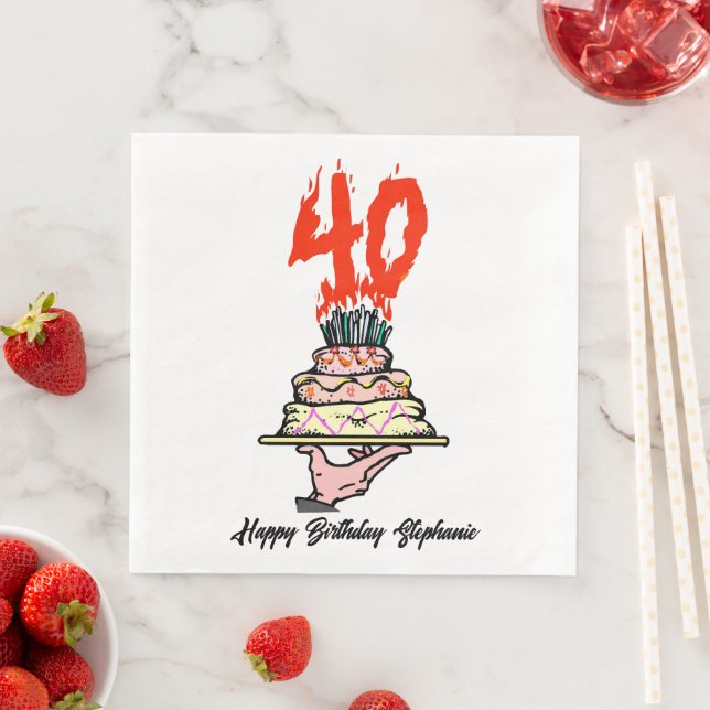 40th Birthday Party Personalised Napkin (Insitu)