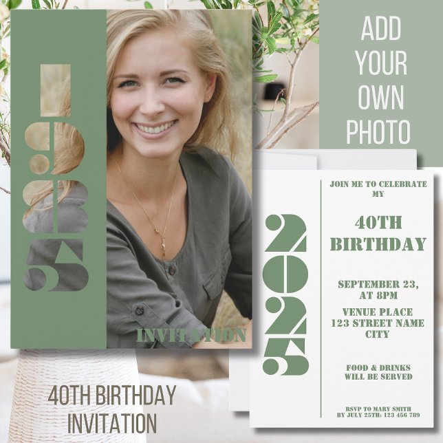 40th birthday party photo born 1985 Invitation (Creator Uploaded)