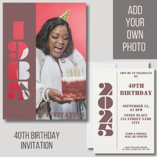 40th birthday party photo born 1985 Invitation