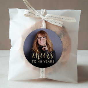 40th Birthday Party Photo Cheers Classic Round Sticker