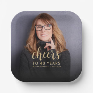 40th Birthday Party Photo Cheers Paper Plate