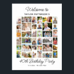 40th Birthday Party Photo Collage, Fun Welcome  Poster<br><div class="desc">This super fun photo collage birthday party sign is perfect for welcoming your guests and birthday guy or gal. The design features 36 various shaped photos and your custom text. You can change the text and colors - so easy to customize, Simple yet so meaningful - this template is very...</div>