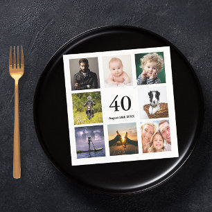 40th birthday party photo collage guys napkin
