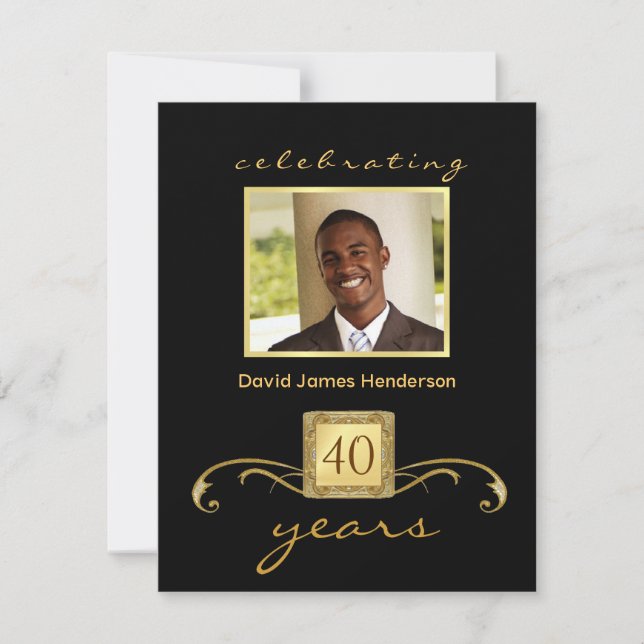 40th Birthday Party Photo Invitations - Formal (Front)
