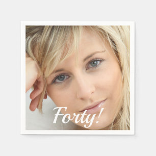 40th birthday party photo script woman napkin