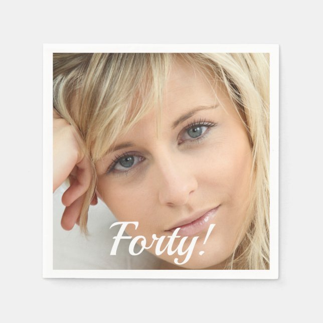 40th birthday party photo script woman napkin (Front)