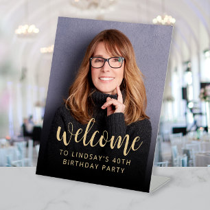 40th Birthday Party Photo Welcome Pedestal Sign
