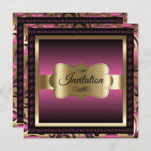 40th Birthday Party   Pink Metallic & Gold Invitation