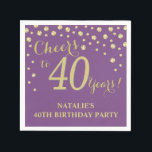 40th Birthday Party Purple and Gold Diamond Napkin<br><div class="desc">40th Birthday Party Invitation with Purple and Gold Glitter Diamond Background. Gold Confetti. Adult Birthday. Man or Woman Birthday. For further customisation,  please click the "Customise it" button and use our design tool to modify this template.</div>