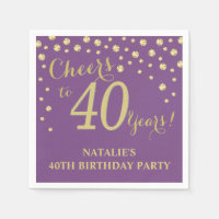 40th Birthday Party Purple and Gold Diamond