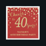 40th Birthday Party Red and Gold Diamond Napkins<br><div class="desc">40th Birthday Party Invitation with Red and Gold Glitter Diamond Background. Gold Confetti. Adult Birthday. Man or Woman Birthday. For further customisation,  please click the "Customise it" button and use our design tool to modify this template.</div>