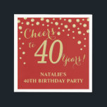 40th Birthday Party Red and Gold Diamond Napkins<br><div class="desc">40th Birthday Party Invitation with Red and Gold Glitter Diamond Background. Gold Confetti. Adult Birthday. Man or Woman Birthday. For further customisation,  please click the "Customise it" button and use our design tool to modify this template.</div>