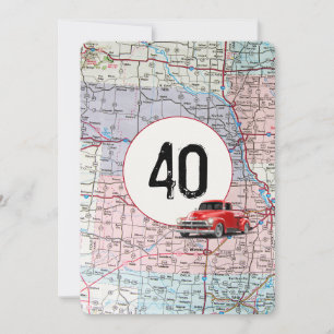 40th Birthday Party Red Retro Truck Invitation