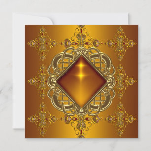 40th Birthday Party Rich Amber Gold Jewel Invitation