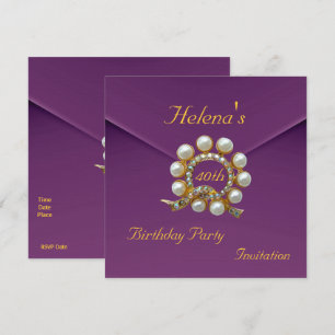 40th Birthday Party Rich Plum Velvet Image Invitation