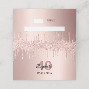 40th birthday party rose gold glitter pink sparkle place card