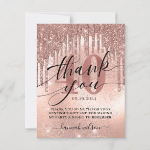 40th Birthday Party Rose Gold   Thank You Card