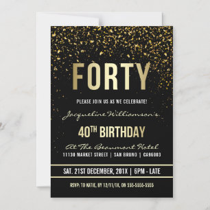 40th Birthday Party   Shimmering Gold Confetti Magnetic Invitation