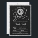 40th Birthday Party - Silver Black ANY AGE Invitation<br><div class="desc">40th birthday party invitation for women or men. Elegant invite card in faux glitter silver and black. Features script typography font. Cheers to 40 years! Can be customized into any age. Perfect for a stylish milestone bday celebration.</div>
