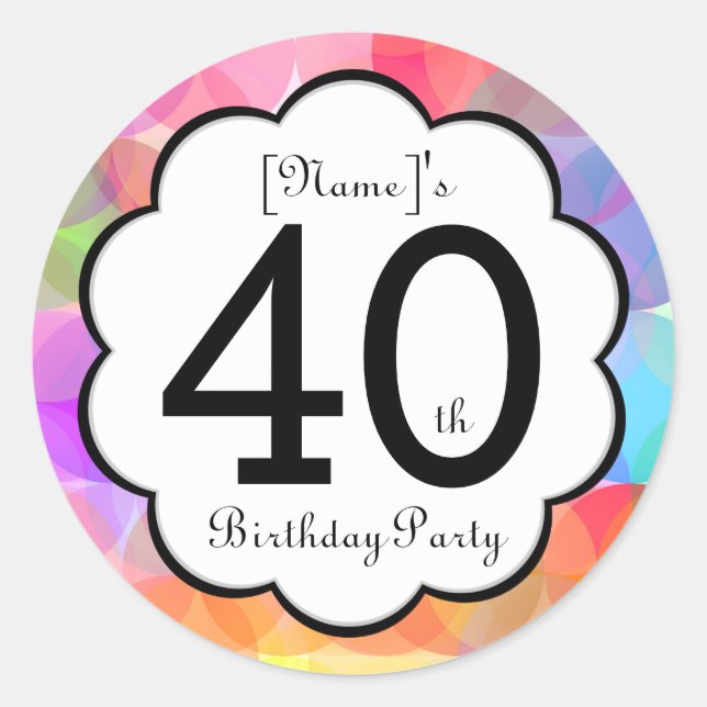40th Birthday Party Sticker (Front)